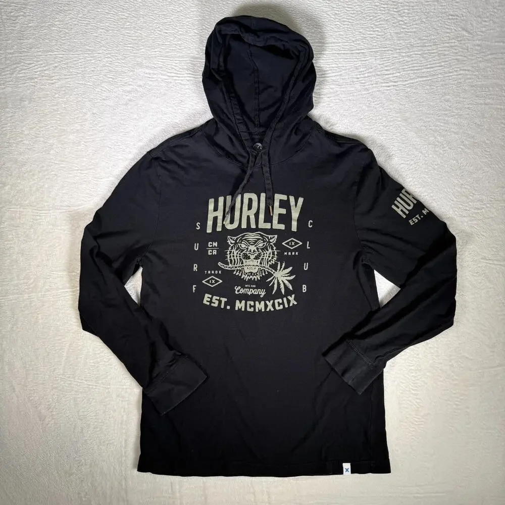 Hurley Mens Long Sleeve Tshirt Hoodie S Grunge Skate Surf Y2K Vintage Streetwear